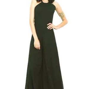 Black polyester full leg jumpsuit